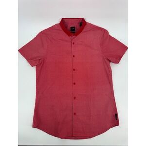 A/X Armani Exchange Red Short-Sleeve Button-Up Shirt
